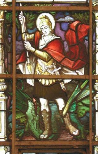 War Memorial window on the north side of the nave:
St. George